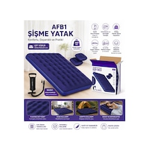 Afb1 Çift Kişilik Şişme Yatak Dahili Pompalı 203x152x22cm Kamp & Ev Kullanımı İçin Havalı Şişirme Yatak Yastık Ve Pompa Dahil Lacivert