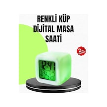Gece Lambası Fonksiyonlu Renk Değiştiren Led Küp Dijital Saat Siyah