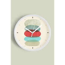Soyut - Bohem Modern Duvar Saati - 35cm - Önü Camlı Beyaz Kasa - Sessiz Mekanizma-jh0755 Beyaz