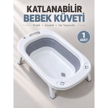 Beylini Katlanabilir Bebek Küveti Soft Silikon Destekli Banyo Akordion Duş Oyun Alanı Gri