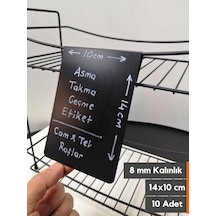 10 Adet Silinebilir Karatahta Siyah Etiket 14 x 10 CM Tel Raflar 8 Mm