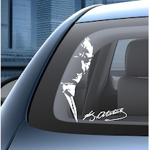 Sticker Usta Atatürk Mustafa Kemal Ve Imza Sticker 00627 Beyaz 20x15 M