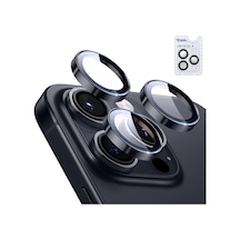 İphone 15 Pro / 15 Pro Max İle Uyumlu Safir Lens Koruyucu Ultra Dayanıklı Kolay Kurulum Aparatlı Parmak İzi Bırakmayan Yansıma Önleyici Kamera Lensi Koruma Siyah Titanyum