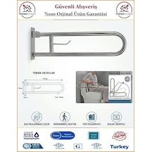 Trendhomm Mafsallı Engelli Tutunma Barı - Bedensel Engelli Tutunma Barı - 73x23 Krom