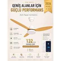 132 Cm Akıllı Tavan Vantilatörü Kumandalı & App Kontrollü 6 Kademeli Sessiz Led Tavan Fanı 3 Işık Modlu Yaz/kış Modu