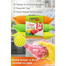 Nerox Magic Sihirli Sünger 3'lü 1 Paket Çok Amaçlı Temizlik Süngeri Bulaşık Mutfak Banyo Temizlik Süngeri