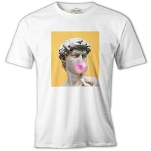 Michelangelo - David Behind Bubble Gum Beyaz Erkek Tshirt