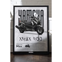 Yamaha Xmax 400 Siyah Ahşap Çerçeveli Poster, Dekoratif Motosiklet Duvar Tablosu