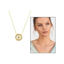 Üçlü Halka Tasarım Gold Renk Çelik Kadın Kolye (508194992) Çok Renkli
