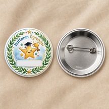 Fikart Haftanın Öğrencisi - Okul Ve Öğrenci Temalı 58mm İğneli Metal Buton Rozet Çok Renkli