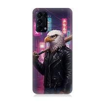 Oppo Reno 5 Uyumlu Sokakta Deri Ceketli Kartal Desenli Silikon Kılıf Çok Renkli