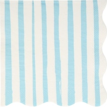 Meri Meri - Blue Stripe Napkins - Mavi Çizgili Peçete - L - 16'lı