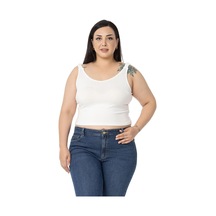 Disentis Büyük Beden Askıları Büzgülü Drapeli Crop Ekru Body-ekru Ekru