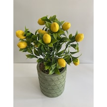 Rüzgar Yapay Çiçekçilik Beton Saksıda Limon Ağacı Yeşil