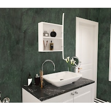 Makbulce Oval Aynalı Banyo Dolabı Beyaz