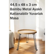 Bambu Metal Ayaklı Katlanabilir Yuvarlak Masa - 44.5 X 48 X 3 Cm Çok Renkli