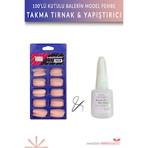 Muggio Balerin Protez Takma Tırnak 100'lü + Tırnak Yapıştırıcı 10 G