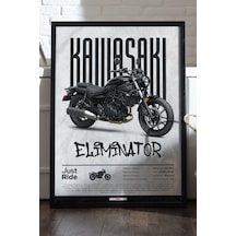 Kawasaki Eliminator Siyah Ahşap Çerçeveli Poster, Dekoratif Motosiklet Duvar Tablosu