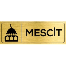 Mescit Kapı Yazısı 23cm X 8cm Metal Kapı Isimliği Gold
