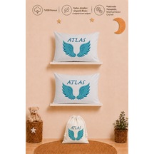 İsimli Erkek Bebek Hediye Seti 2 Adet 35x45 %100 Pamuk Yastık Kılıfı Ve Ham Bez Kıyafet Kesesi 2017y2kyx