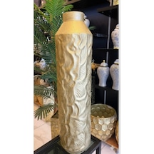 Msl-214 G Metal Dekoratif Vazo 64x13 Cm İnce Uzun Modern Şık Salon Vazo Altın