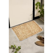 Deconox El Yapımı Örgü Jüt Hasır Lüx Kapı Önü Paspası, 65 X 45 Cm Açık Bej