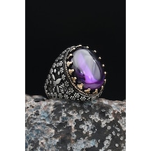 Ametist Taşlı 925 Ayar Gümüş Erkek Yüzüğü 901490 Gümüş