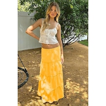 Madmext Sarı Basic Pileli Kadın Uzun Etek-sarı Sarı