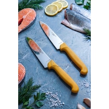 Lazbisa Mtf-010 Gold Serisi Mutfak Bıçak Seti Et Ekmek Sebze Bıçağı 2 Li Set Günlük Kullanım Sarı
