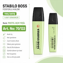 Boss Fosforlu Kalem 1 Adet Metin İşaretleme Kalemi Pastel Açık Yeşil
