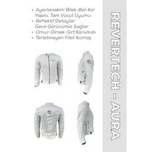 Revertech Aura Beyaz / Bel, Dirsek Ve Sırt Korumalı Motosiklet Montu + Buff