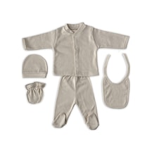 Babysena Yenidoğan Kız Bebek Krem Rengi Hastane Çıkışı 5'li Set - Yenidoğan Bebek Seti Fiyatı Bej