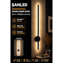 Dekoratif 20w İç Mekan Siyah Kasa Gün Işığı Rengi 80 Cm Duvar Aplik Pilli 2 Adet