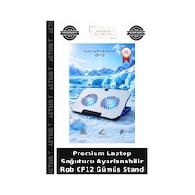 Premium Laptop Soğutucu Ayarlanabilir Rgb Cf12 Gümüş Stand