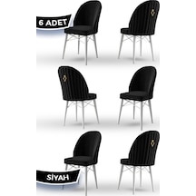 Canisa Ritim Serisi 1.sınıf 6 Adet Siyah Sandalye Babyface Kumaş Beyaz Gürgen Ayak Gold Halka Siyah Sandalye Ayaklar Beyaz