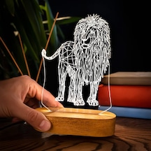 Geometrik Aslan Tasarımlı 3d Led Gece Lambası Altın - Çok Renkli