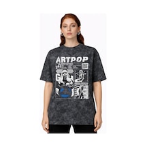 Sevbano Tasarım Artpop Lady Gaga Şarkıcı Baskılı Unisex Oversize Vintage Siyah