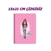 15x21 Cm Çizgisiz 60 Yaprak Telli Defter Karton Kapak 60 Gr Beyaz Sayfa Best Friends Çok Renkli