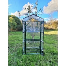 16030 3 Katlı Tekerlekli Portatif Şeffaf Bahçe Serası - 69cm X 49cm X 127cm Aahşap