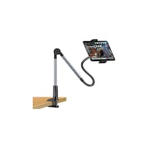 Tablet Ve Telefon Tutucu Masa Standı 360 Döner Ayarlanabilir Metal Kollu 4.7-12.9 İnç Uyumlu
