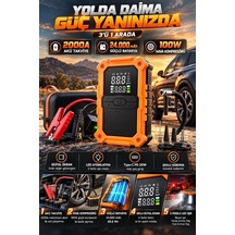 Tr Akü Takviye Hava Kompresörü 150 Psı 24000 Mah 2000 Amper Taşınabilir Araç Lastik Şişirme Pompası Powerbank L