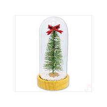 Yılbaşı Ağaçlı Ve Led Işıklı, 17cm X 8cm Cam Fanus