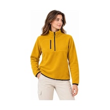 Polar Dik Yaka Yarım Fermuarlı Fermuarlı Göğüs Cepli Regular Fit Kışlık Sweatshirt - Hardal Sarısı