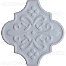Can Seramik - 12x12 Cm. Arabesk Desenli Kabartmalı Çini Karo N11.275