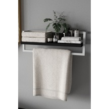 Aju Havluluk Banyo Rafı Havlu Askısı Şal Aksesuar Bakım Ürünleri Banyo Mutfak Düzenleyici. Beyaz - Siyah
