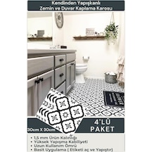 Technojet Kendinden Yapışkanlı Modern Tasarım Mutfak Banyo Zemin Duvar Kaplama 30cm 30cm 4'lü Paket