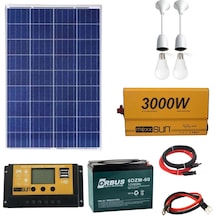 Kamusolar 300 W Aydınlatma Solar Paket Televizyon + Aydınlarma + Telefon Şarjı