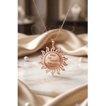 925 Ayar Gümüş İsimli Güneş Kolye Rose Gold
