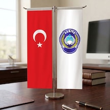 Zabıta Müdürlüğü Arması Ve Türk Bayrağı Kırlangıç T Tipi Masa Bayrak Takımı Diğer