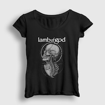 Presmono Kadın Skeleton Lamb Of God T-shirt Siyah
